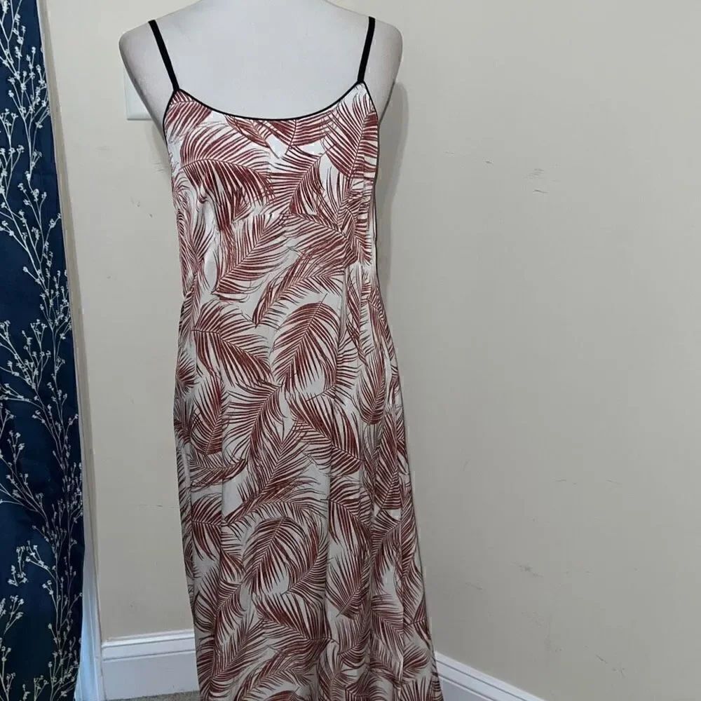 Lauren Vidal Palm Leaf Sleeveless Adjustable Strap Maxi Dress sz S Small